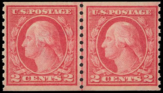 US Stamp Prices Scott Cat. #454: 2c 1915 Washington Coil Perf 10 Vertically. Daniel Kelleher Auctions, Jul 2011, Sale 625, Lot 980