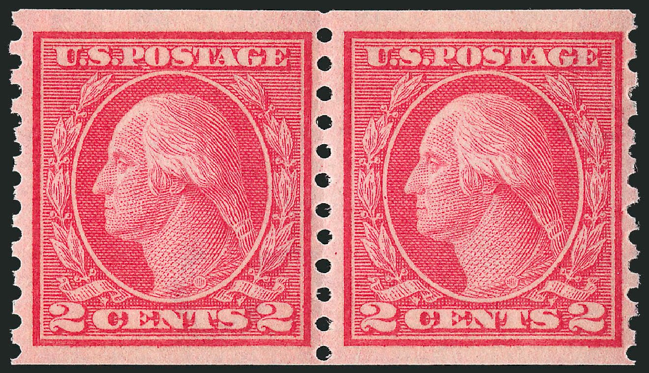 Cost of US Stamps Scott Cat. 454 - 2c 1915 Washington Coil Perf 10 Vertically. Robert Siegel Auction Galleries, Oct 2012, Sale 1033, Lot 4230