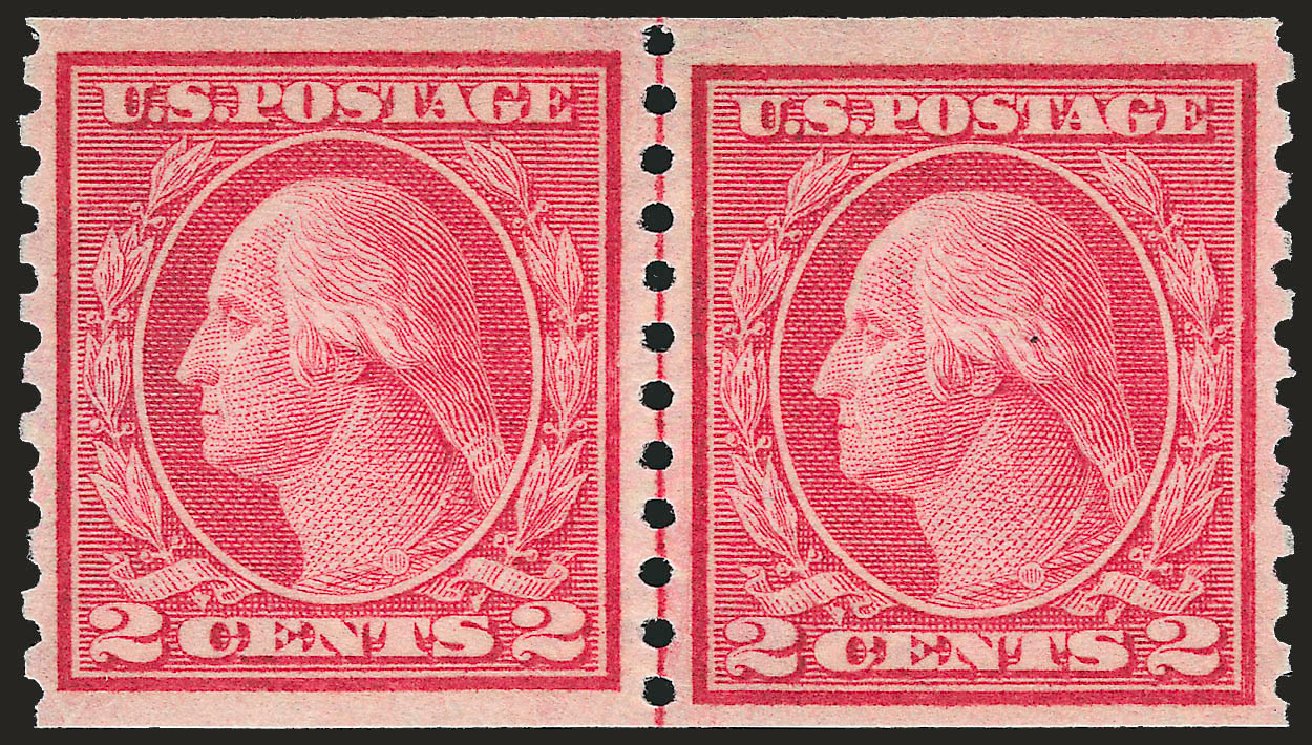 US Stamp Values Scott #454: 2c 1915 Washington Coil Perf 10 Vertically. Robert Siegel Auction Galleries, Sep 2009, Sale 968B, Lot 590