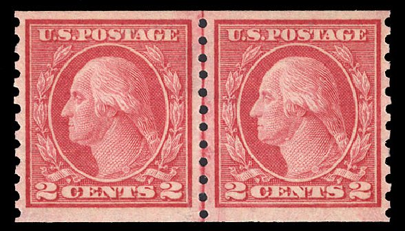 US Stamps Prices Scott Catalogue #454 - 1915 2c Washington Coil Perf 10 Vertically. Cherrystone Auctions, Apr 2009, Sale 200904, Lot 91
