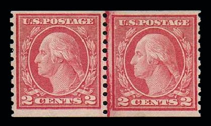Value of US Stamps Scott #454 - 1915 2c Washington Coil Perf 10 Vertically. Matthew Bennett International, Jun 2007, Sale 319, Lot 1454