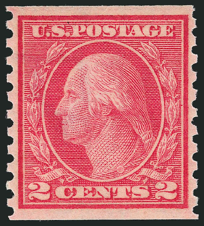 Values of US Stamp Scott Catalog # 454 - 2c 1915 Washington Coil Perf 10 Vertically. Robert Siegel Auction Galleries, Mar 2011, Sale 1007, Lot 2744
