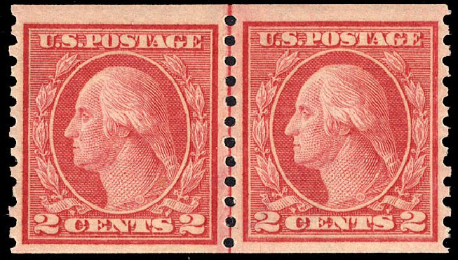 Costs of US Stamp Scott Cat. 454 - 2c 1915 Washington Coil Perf 10 Vertically. Cherrystone Auctions, Apr 2010, Sale 201004, Lot 255