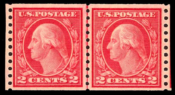 Cost of US Stamps Scott Catalog 454: 1915 2c Washington Coil Perf 10 Vertically. Daniel Kelleher Auctions, Dec 2012, Sale 633, Lot 805