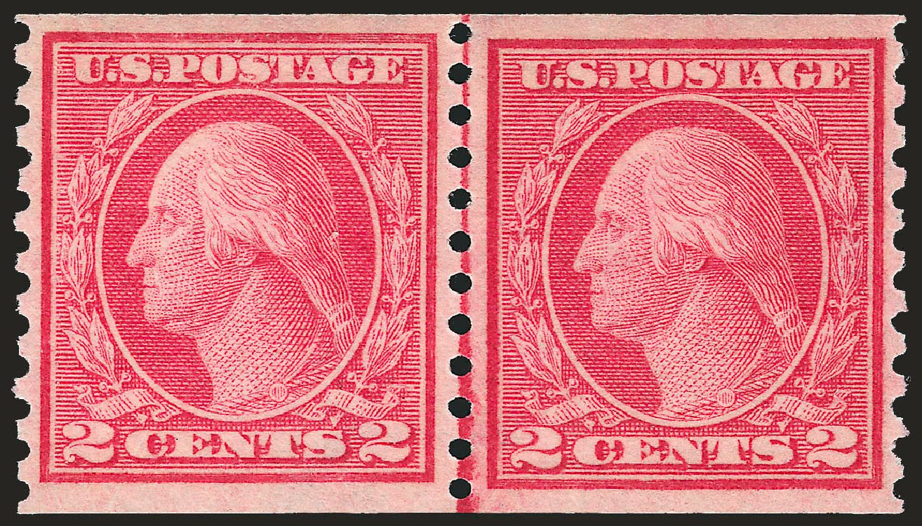 US Stamp Prices Scott Catalogue 454 - 1915 2c Washington Coil Perf 10 Vertically. Robert Siegel Auction Galleries, Jun 2010, Sale 992, Lot 2485