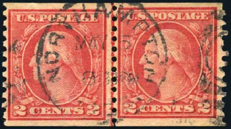 Cost of US Stamps Scott # 454 - 1915 2c Washington Coil Perf 10 Vertically. Harmer-Schau Auction Galleries, Apr 2010, Sale 85, Lot 302