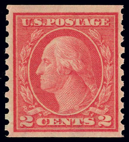 Prices of US Stamp Scott 454: 2c 1915 Washington Coil Perf 10 Vertically. Daniel Kelleher Auctions, Feb 2013, Sale 634, Lot 282