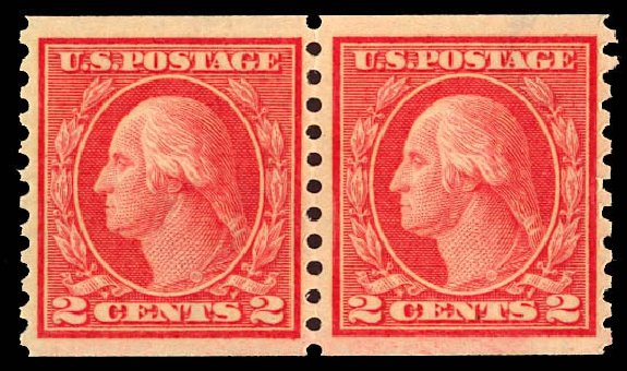 Value of US Stamps Scott # 454: 2c 1915 Washington Coil Perf 10 Vertically. Daniel Kelleher Auctions, Dec 2012, Sale 633, Lot 803