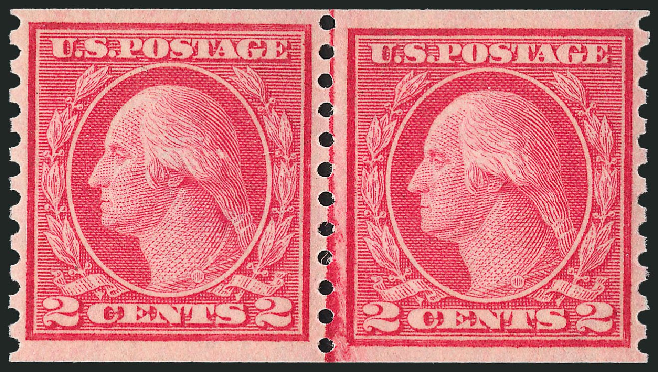 US Stamps Prices Scott Catalog # 454: 1915 2c Washington Coil Perf 10 Vertically. Robert Siegel Auction Galleries, Oct 2008, Sale 963, Lot 993