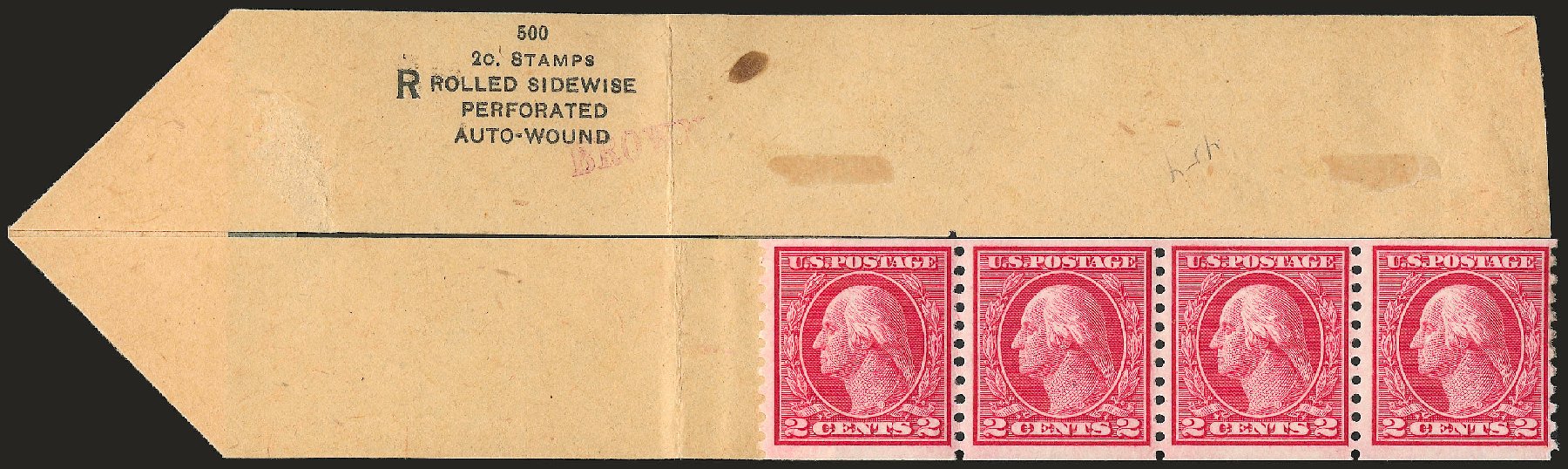 Values of US Stamps Scott 454: 2c 1915 Washington Coil Perf 10 Vertically. Robert Siegel Auction Galleries, Jun 2010, Sale 991, Lot 1386