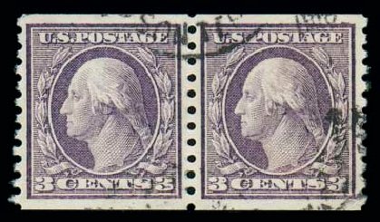US Stamp Price Scott 456: 1916 3c Washington Coil Perf 10 Vertically. Matthew Bennett International, Oct 2007, Sale 320, Lot 577