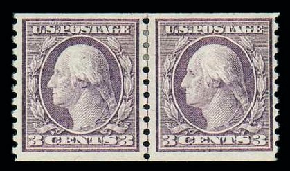 US Stamp Values Scott Catalog # 456 - 3c 1916 Washington Coil Perf 10 Vertically. Matthew Bennett International, Dec 2007, Sale 325, Lot 2107