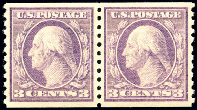 Prices of US Stamps Scott #456 - 1916 3c Washington Coil Perf 10 Vertically. Matthew Bennett International, Jun 2008, Sale 328, Lot 977
