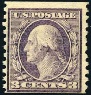 Costs of US Stamp Scott Catalogue #456 - 3c 1916 Washington Coil Perf 10 Vertically. Harmer-Schau Auction Galleries, Oct 2008, Sale 79, Lot 207