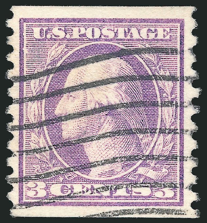 Prices of US Stamps Scott Catalogue 456: 1916 3c Washington Coil Perf 10 Vertically. Robert Siegel Auction Galleries, Feb 2015, Sale 1092, Lot 1327