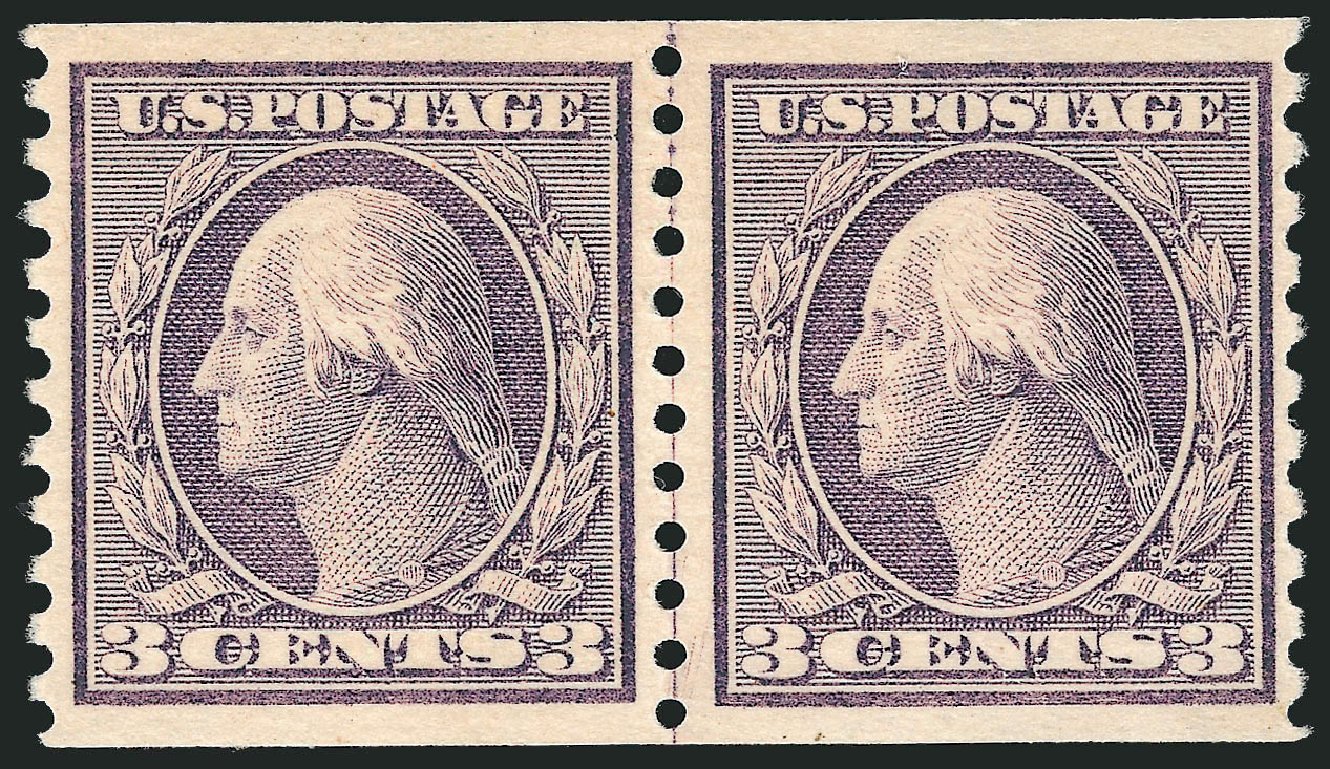 US Stamps Price Scott Catalog 456 - 1916 3c Washington Coil Perf 10 Vertically. Robert Siegel Auction Galleries, Dec 2009, Sale 982, Lot 5847