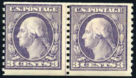 Price of US Stamp Scott Catalog 456: 1916 3c Washington Coil Perf 10 Vertically. Harmer-Schau Auction Galleries, Oct 2008, Sale 79, Lot 208