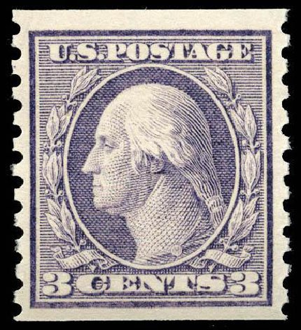 Values of US Stamps Scott Catalog # 456: 3c 1916 Washington Coil Perf 10 Vertically. Matthew Bennett International, Apr 2008, Sale 326, Lot 419