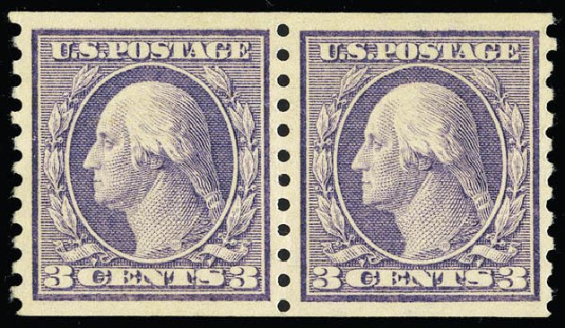 US Stamp Price Scott Catalog # 456 - 1916 3c Washington Coil Perf 10 Vertically. Matthew Bennett International, Sep 2012, Sale 346, Lot 839