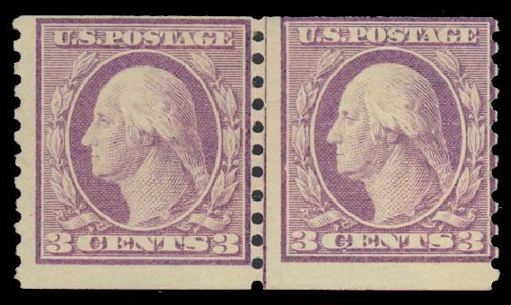Values of US Stamps Scott Catalogue #456: 1916 3c Washington Coil Perf 10 Vertically. Daniel Kelleher Auctions, Aug 2012, Sale 631, Lot 1219