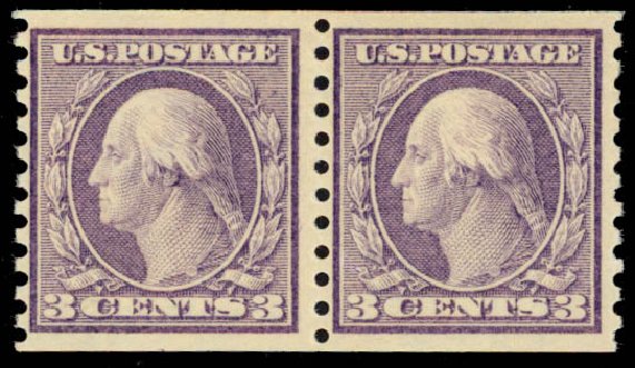 US Stamp Prices Scott # 456: 3c 1916 Washington Coil Perf 10 Vertically. Daniel Kelleher Auctions, Oct 2014, Sale 660, Lot 2379