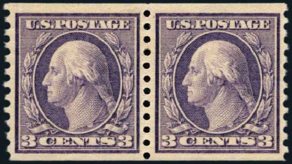 Cost of US Stamps Scott #456: 1916 3c Washington Coil Perf 10 Vertically. Harmer-Schau Auction Galleries, Jan 2014, Sale 100, Lot 590