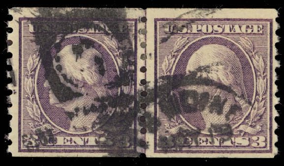 Cost of US Stamps Scott Catalogue 456: 1916 3c Washington Coil Perf 10 Vertically. Daniel Kelleher Auctions, Aug 2012, Sale 631, Lot 1220