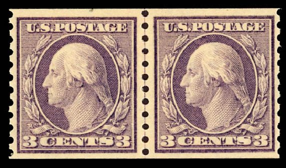 Price of US Stamps Scott Catalogue 456: 1916 3c Washington Coil Perf 10 Vertically. Daniel Kelleher Auctions, Dec 2012, Sale 633, Lot 810