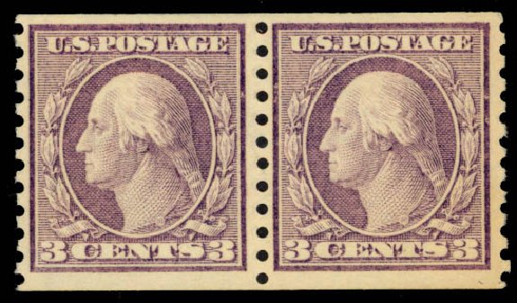 Value of US Stamp Scott Cat. # 456 - 1916 3c Washington Coil Perf 10 Vertically. Daniel Kelleher Auctions, May 2014, Sale 652, Lot 670