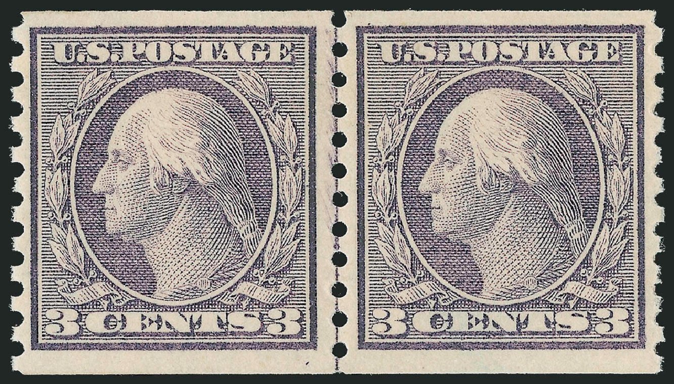 US Stamp Prices Scott Catalog # 456 - 1916 3c Washington Coil Perf 10 Vertically. Robert Siegel Auction Galleries, Dec 2013, Sale 1062, Lot 650