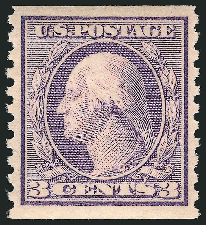US Stamp Values Scott Catalogue #456: 3c 1916 Washington Coil Perf 10 Vertically. Robert Siegel Auction Galleries, Apr 2015, Sale 1096, Lot 700