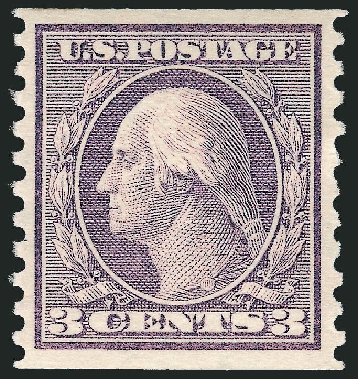 Value of US Stamp Scott Catalogue 456: 1916 3c Washington Coil Perf 10 Vertically. Robert Siegel Auction Galleries, Sep 2009, Sale 976, Lot 2040