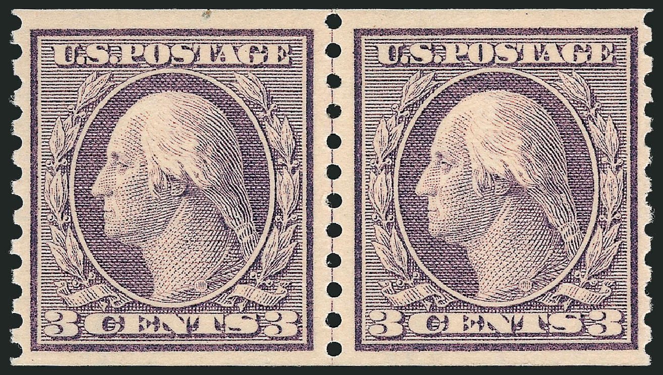 Price of US Stamps Scott Cat. # 456: 1916 3c Washington Coil Perf 10 Vertically. Robert Siegel Auction Galleries, Jul 2013, Sale 1050, Lot 571