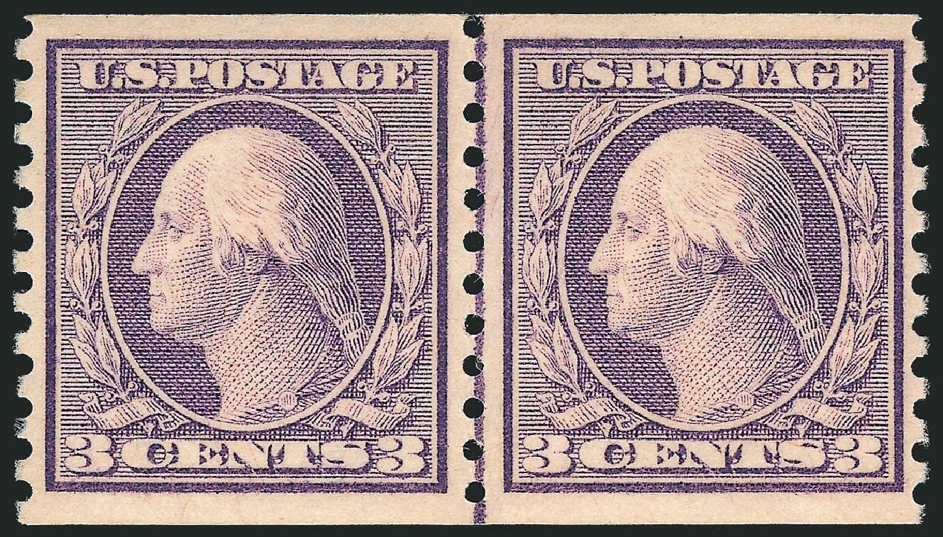 Value of US Stamp Scott #456 - 1916 3c Washington Coil Perf 10 Vertically. Robert Siegel Auction Galleries, Nov 2013, Sale 1061, Lot 3931