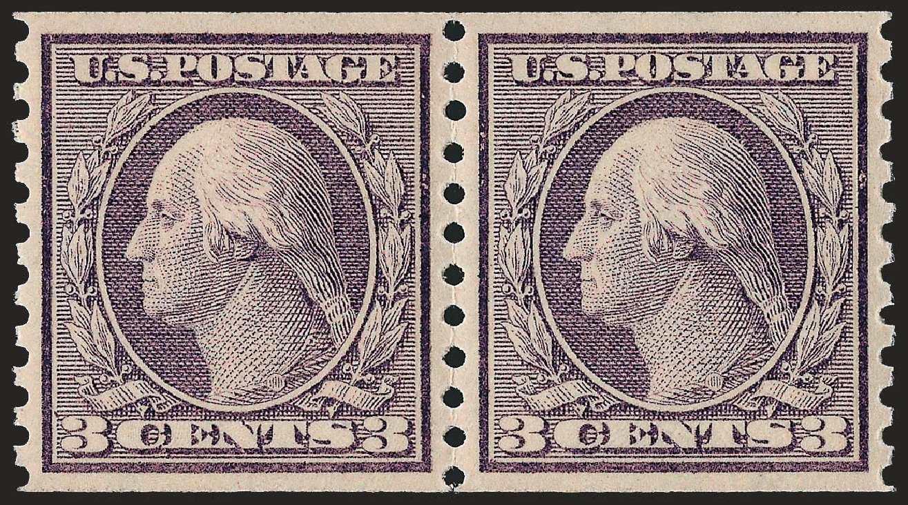 US Stamps Price Scott # 456 - 1916 3c Washington Coil Perf 10 Vertically. Robert Siegel Auction Galleries, Dec 2008, Sale 967, Lot 4801