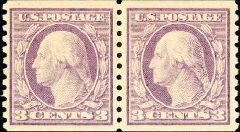 Values of US Stamps Scott Catalog #456 - 3c 1916 Washington Coil Perf 10 Vertically. Spink Shreves Galleries, Jan 2015, Sale 150, Lot 181