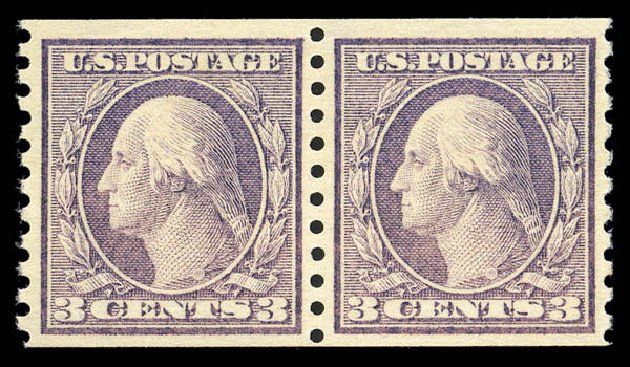 Prices of US Stamps Scott Catalog #456: 3c 1916 Washington Coil Perf 10 Vertically. Matthew Bennett International, Sep 2010, Sale 331, Lot 734