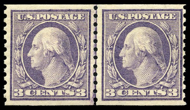 US Stamps Price Scott Cat. 456 - 1916 3c Washington Coil Perf 10 Vertically. Matthew Bennett International, May 2014, Sale 350, Lot 604