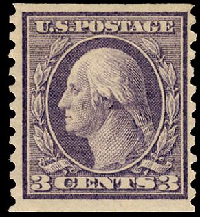 US Stamps Price Scott Catalog # 456 - 3c 1916 Washington Coil Perf 10 Vertically. Cherrystone Auctions, Jan 2010, Sale 201001, Lot 154