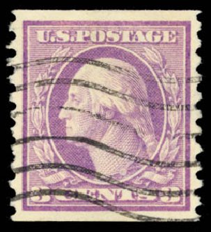 Prices of US Stamp Scott # 456 - 1916 3c Washington Coil Perf 10 Vertically. Daniel Kelleher Auctions, Dec 2014, Sale 661, Lot 374