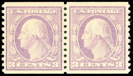 US Stamps Prices Scott Catalogue 456: 3c 1916 Washington Coil Perf 10 Vertically. Spink Shreves Galleries, May 2014, Sale 148, Lot 314