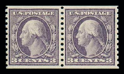 US Stamp Values Scott Cat. 456: 3c 1916 Washington Coil Perf 10 Vertically. Matthew Bennett International, Dec 2007, Sale 325, Lot 2105