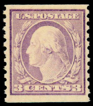 Cost of US Stamp Scott Catalogue # 456: 3c 1916 Washington Coil Perf 10 Vertically. Daniel Kelleher Auctions, Sep 2013, Sale 639, Lot 3575