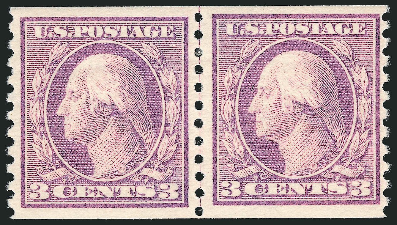US Stamps Prices Scott 456 - 3c 1916 Washington Coil Perf 10 Vertically. Robert Siegel Auction Galleries, Mar 2011, Sale 1007, Lot 2745