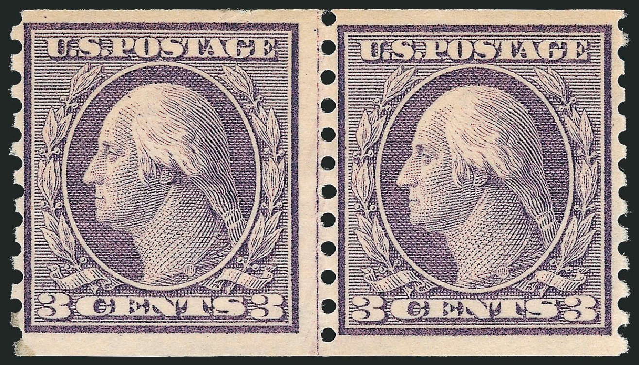 US Stamps Prices Scott 456: 3c 1916 Washington Coil Perf 10 Vertically. Robert Siegel Auction Galleries, Oct 2011, Sale 1014, Lot 1945