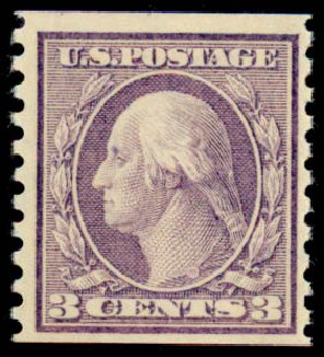 Value of US Stamp Scott Catalog 456: 1916 3c Washington Coil Perf 10 Vertically. Daniel Kelleher Auctions, Sep 2013, Sale 639, Lot 1172