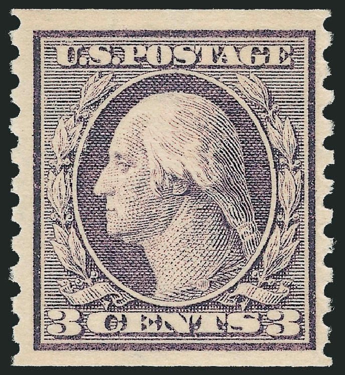 US Stamps Value Scott #456: 3c 1916 Washington Coil Perf 10 Vertically. Robert Siegel Auction Galleries, Mar 2014, Sale 1067, Lot 1542