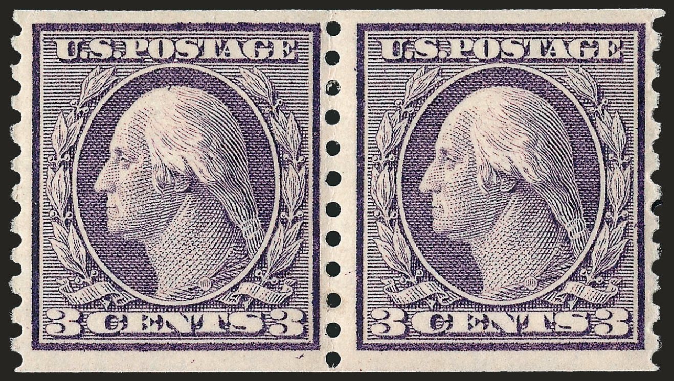 US Stamps Value Scott Catalogue #456 - 3c 1916 Washington Coil Perf 10 Vertically. Robert Siegel Auction Galleries, Sep 2008, Sale 962, Lot 2742