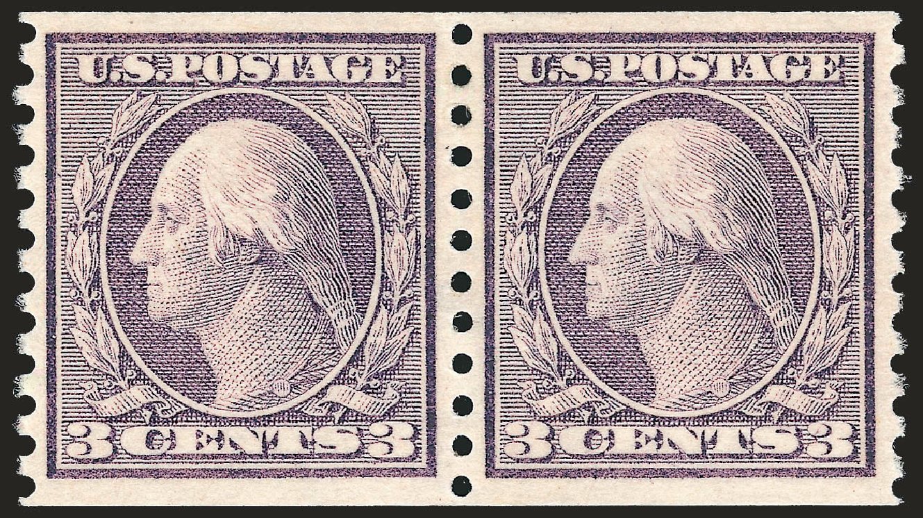 Value of US Stamp Scott Cat. # 456 - 1916 3c Washington Coil Perf 10 Vertically. Robert Siegel Auction Galleries, Dec 2008, Sale 967, Lot 4802