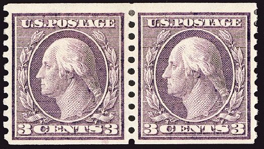 US Stamps Values Scott Catalog # 456 - 1916 3c Washington Coil Perf 10 Vertically. Spink Shreves Galleries, Jan 2014, Sale 146, Lot 422